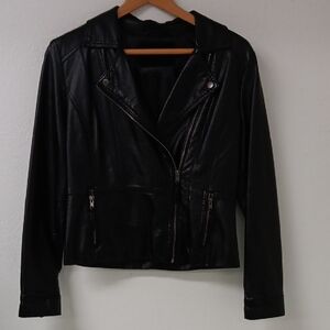 Source Unknown Classic Black Leather Jacket